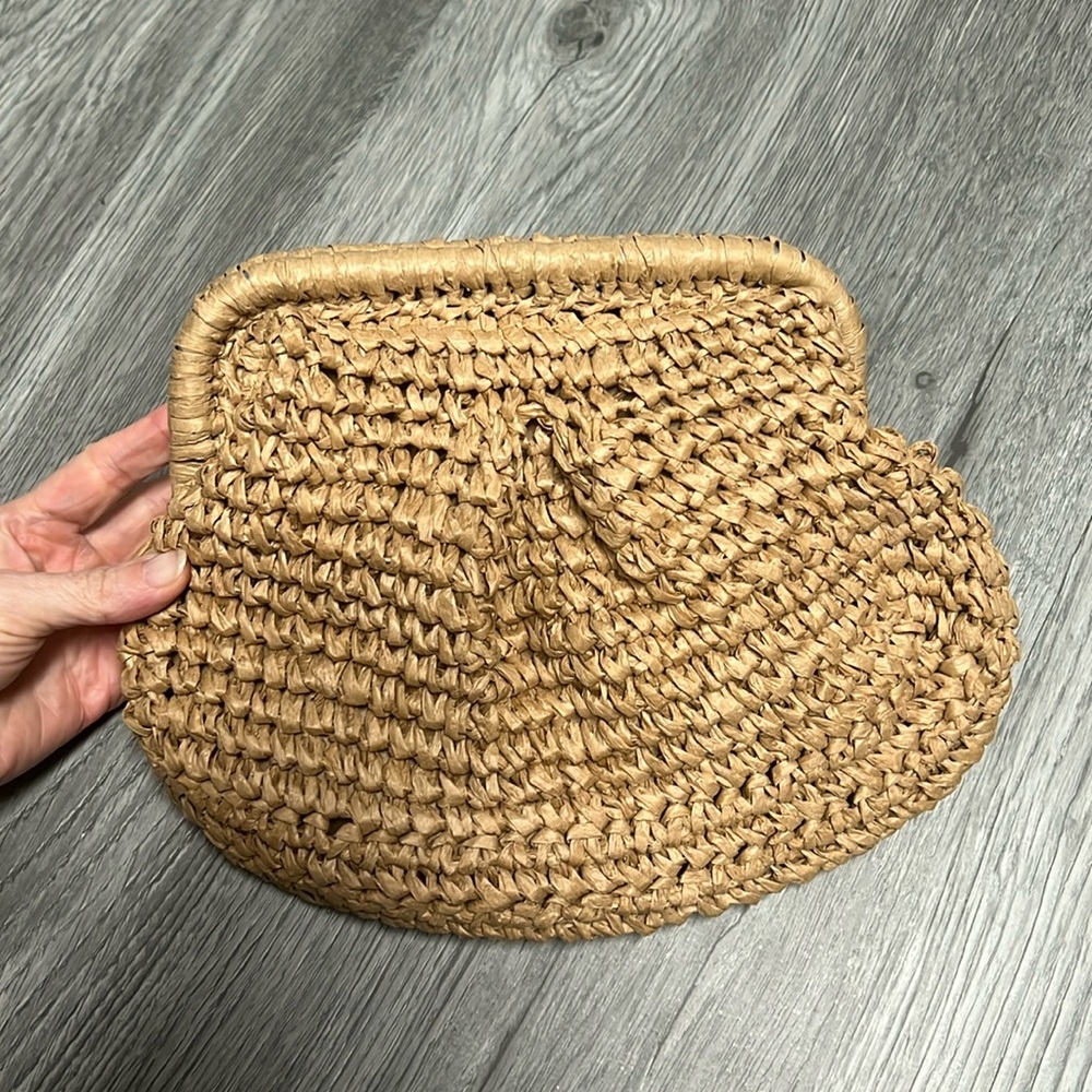 Woven straw convertible crossbody / clutch